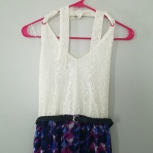 Crochet-Detailed Halter Maxi Dress